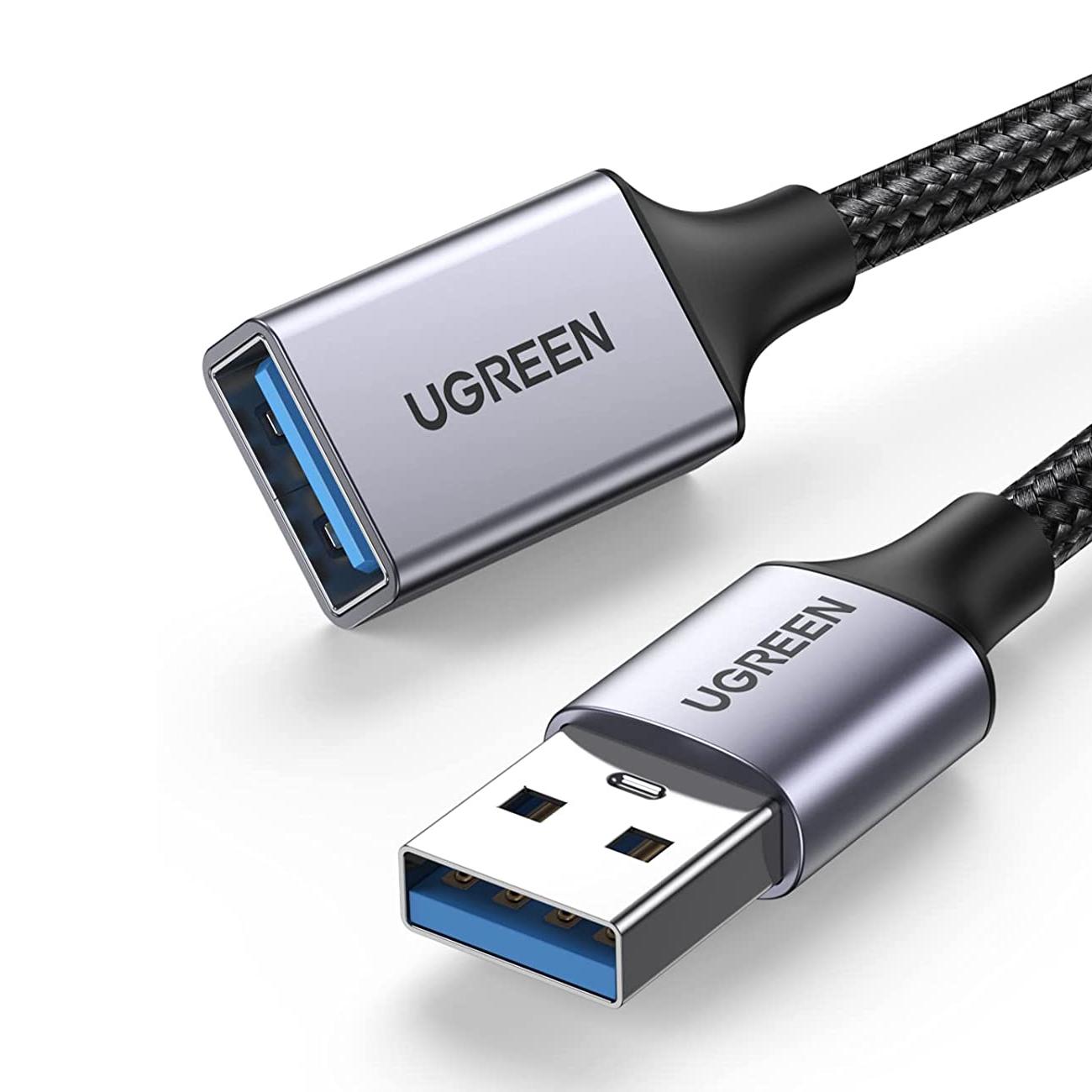 Кабель подовжувач USB 3.0 UGREEN US115 AM-AF Male To Female Extension Cable Aluminum Case 1 м Black (10495)