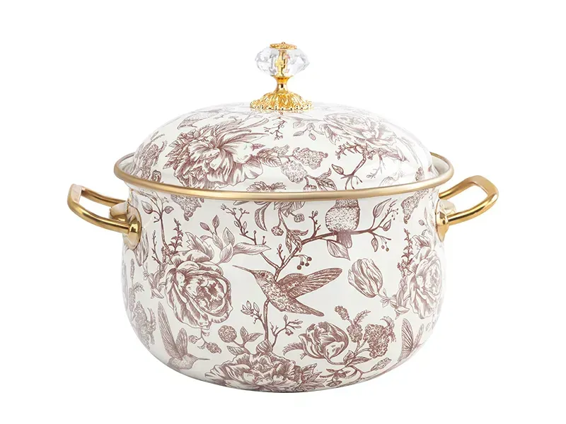 Кастрюля эмалированная Elmani BIRD с крышкой 2,1 л