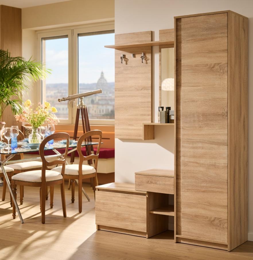 Прихожая Мастер Форм Брайт правосторонняя 1420х376х2000 мм Дуб сонома (20737)