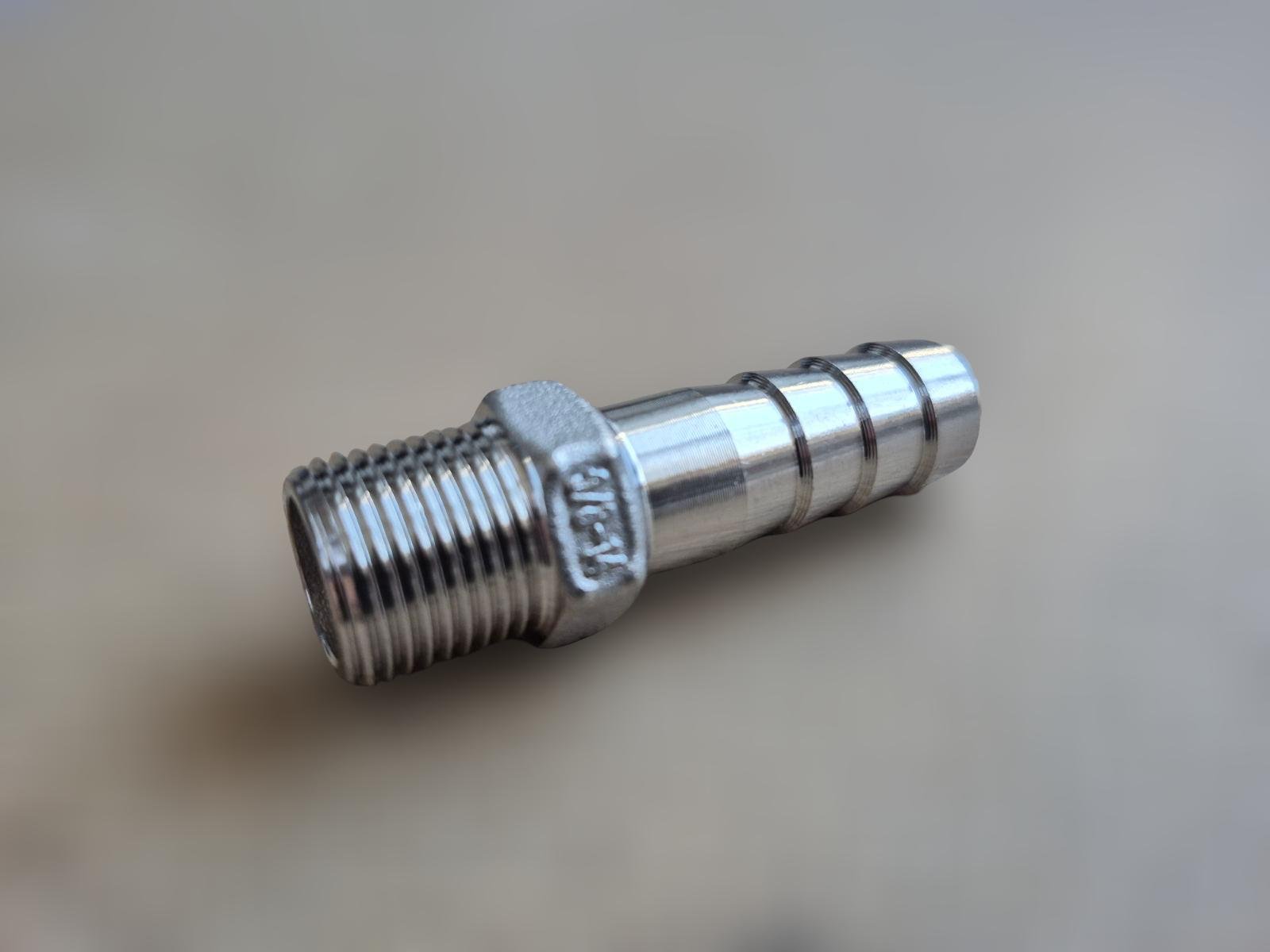 Штуцер шланговый резьбовой DN10 AISI304 BSPP Class-150 елка н/ж сталь 14 мм 3/8" (29203299) - фото 2 Штуцер шланговый резьбовой DN10 AISI304 BSPP Class-150 елка н/ж сталь 14 мм 3/8" (29203299) - фото 2