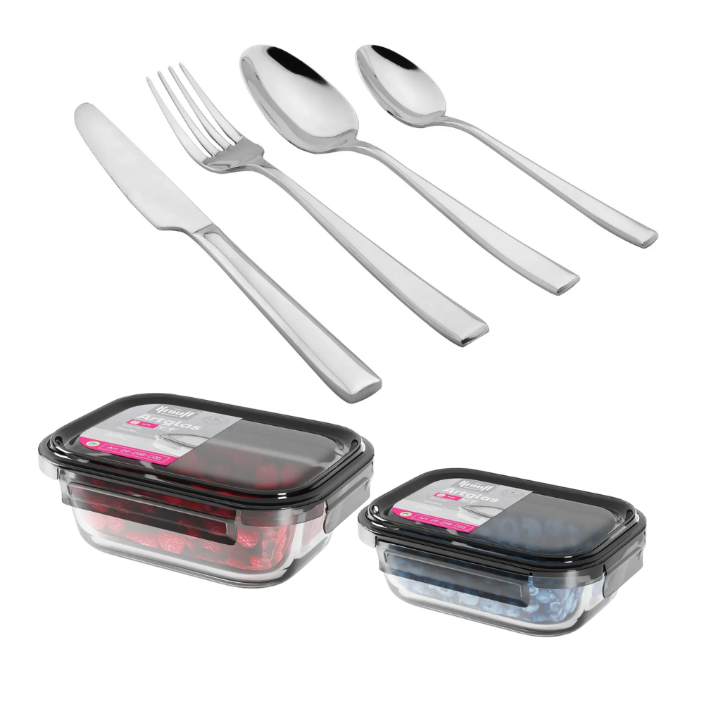 Набір столових приборів Krauff Monte з контейнерами для зберігання 24 пр. (55-333-638)