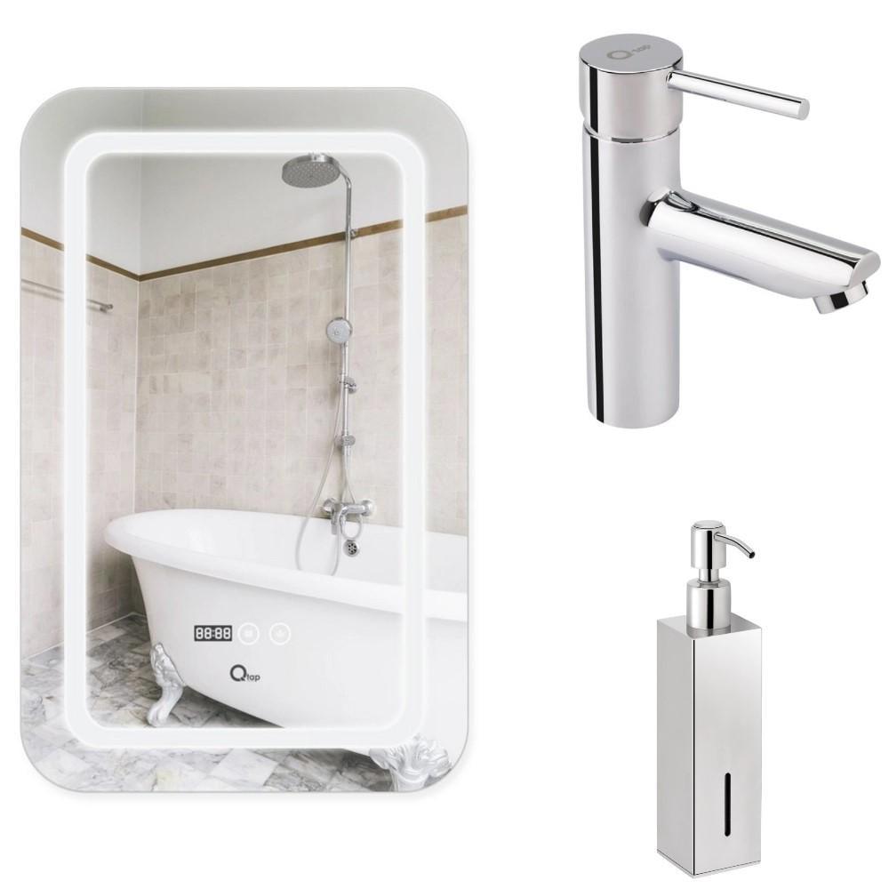 Зеркало в ванную настенное прямоугольное Qtap Mideya Led с антизапотеванием