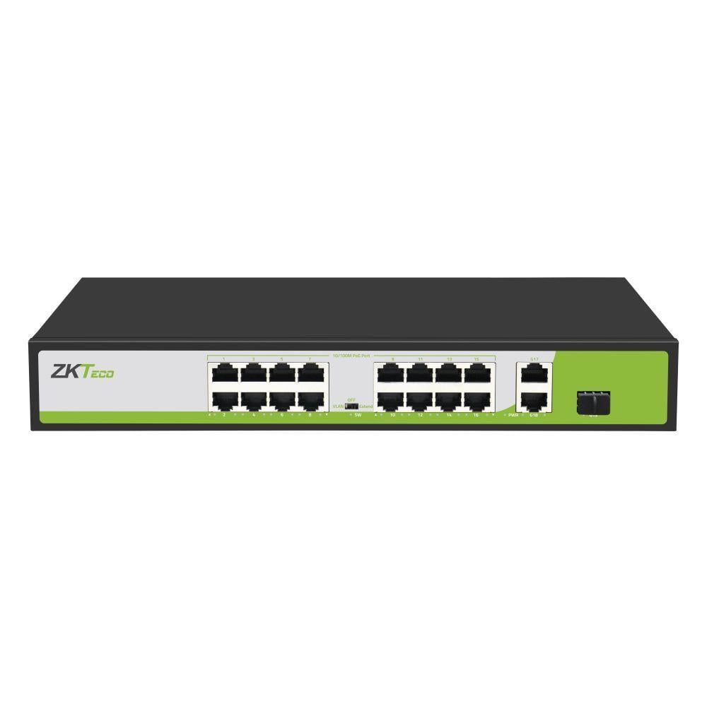 16-портовий PoE комутатор р ZKTeco ZK-PoE1621NS-200W (16xPOE, 2xLAN, 1хSFP)