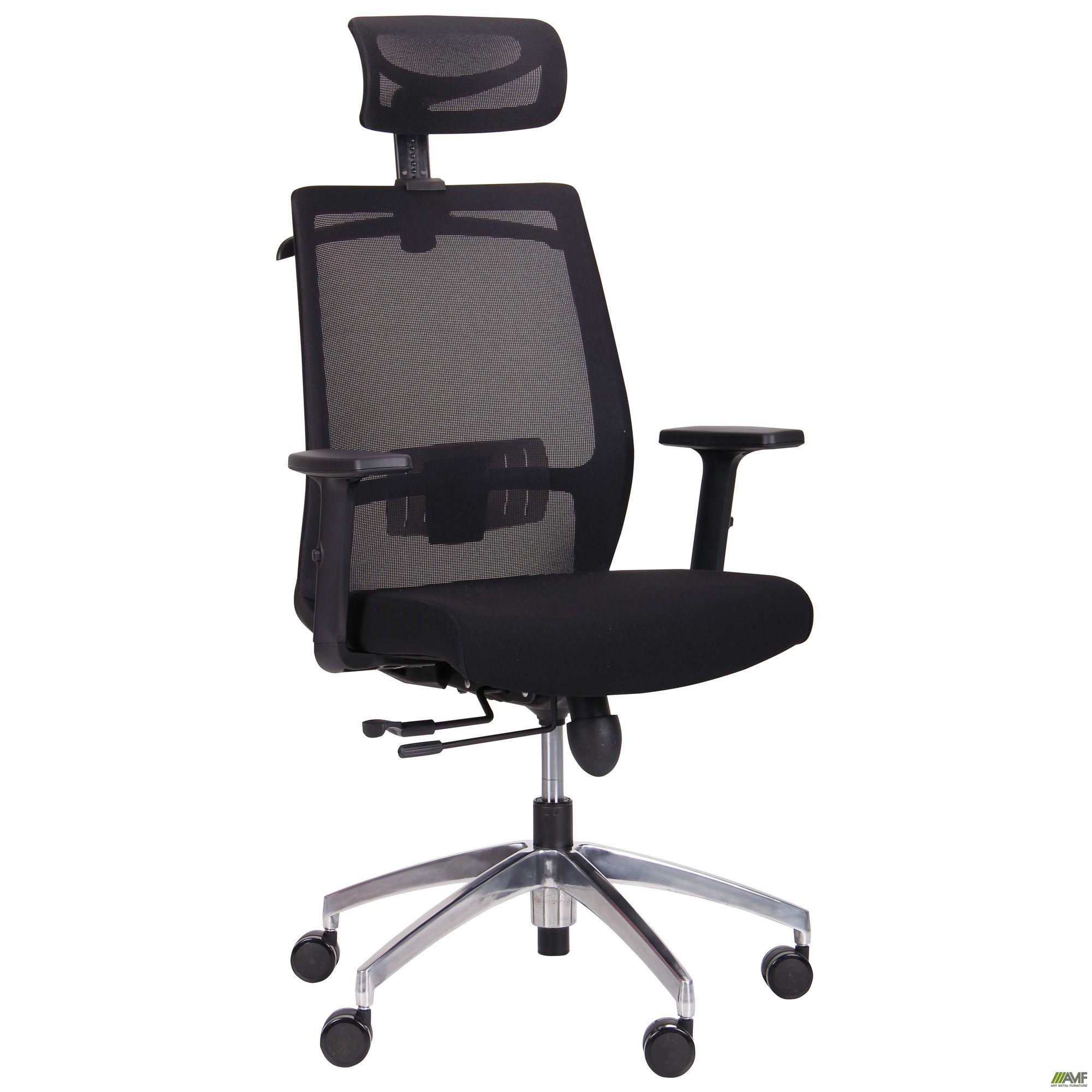 Комп'ютерне крісло AMF Install 1080+90x630x590 Алюміній/Чорний