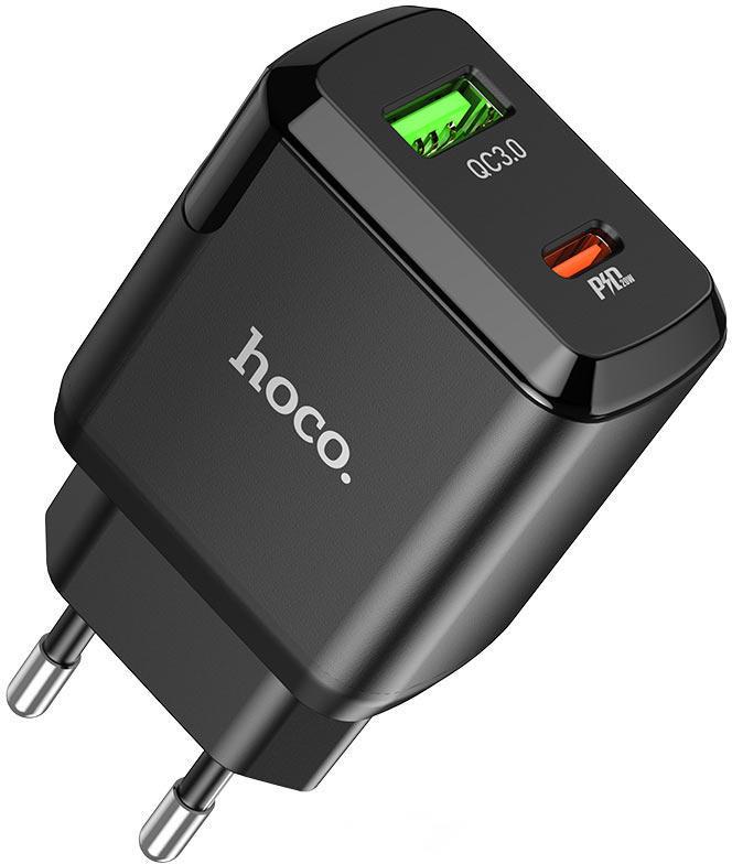 Зарядка швидка Hoco N5 Favor PD20W QC3.0 3A кабель Type-C/Lightning Black (25963)