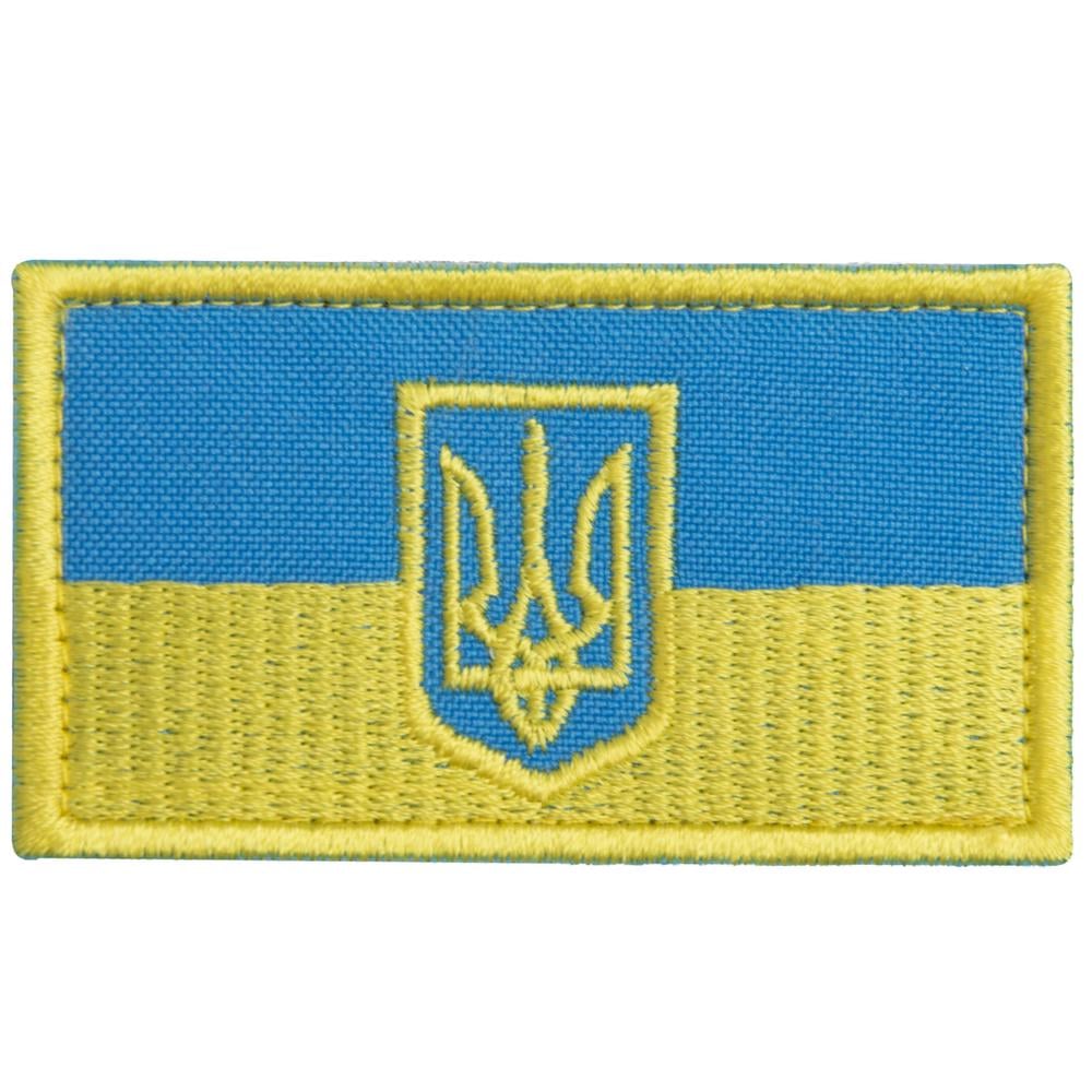 Шеврон на липучке Флаг Украины с Трезубцем 5х8,2 см (23898)