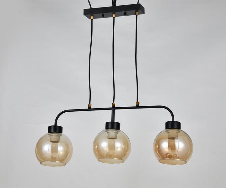 Подвесная люстра Sirius на три плафона круг Е27 IP20 L0035-3 BK 120W Черный (28685813)