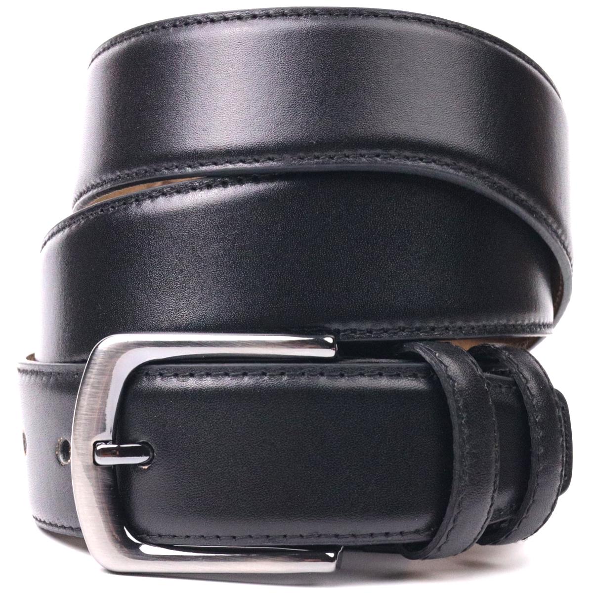 Ремінь чоловічий брючний Karya Belt 21391 з натуральної гладкої шкіри Чорний