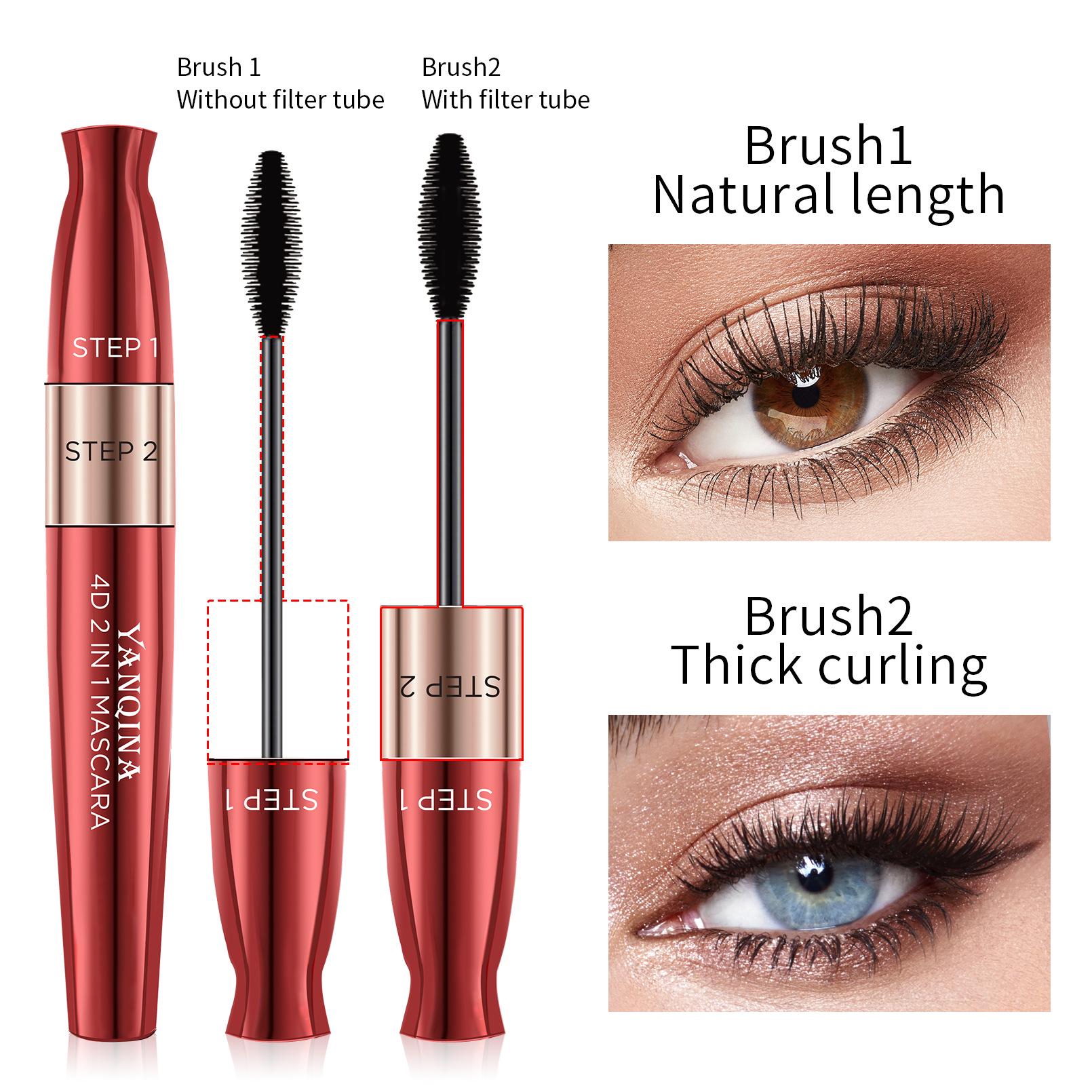 Тушь для ресниц YANQINA 4D 2 in1 Waterproof Mascara Double Effect Mascara 8,5 мл Черный (0402016) - фото 9