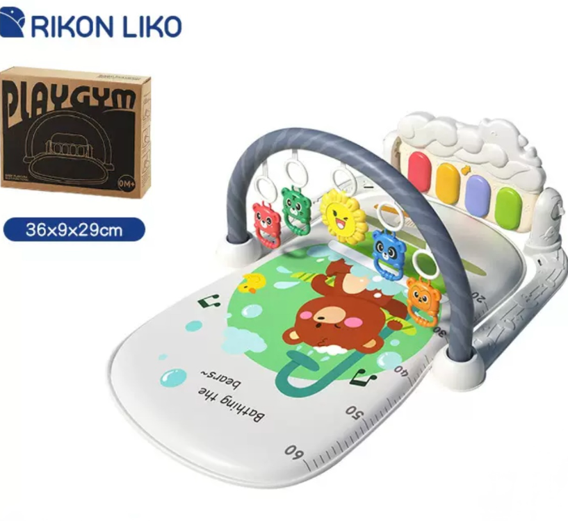 Музыкальный коврик-пианино с дугой и подвесными игрушками 36х29 см (32) - фото 4