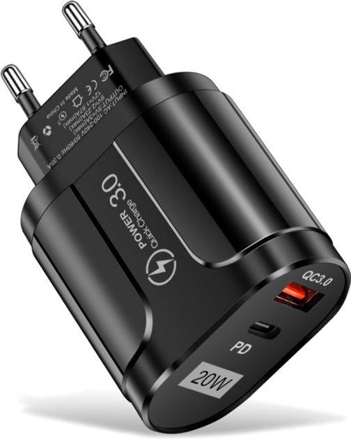 Зарядное устройство сетевое Xiamen USB Type-C Super Charge/Quick Charge 3.0 PD 20W Black (PЧ050559)