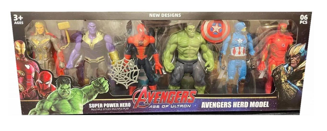 Набор фигурок Marvel Тор/Танос/Человек Паук/Халк/Капитан Америка/Железный человек 15 см