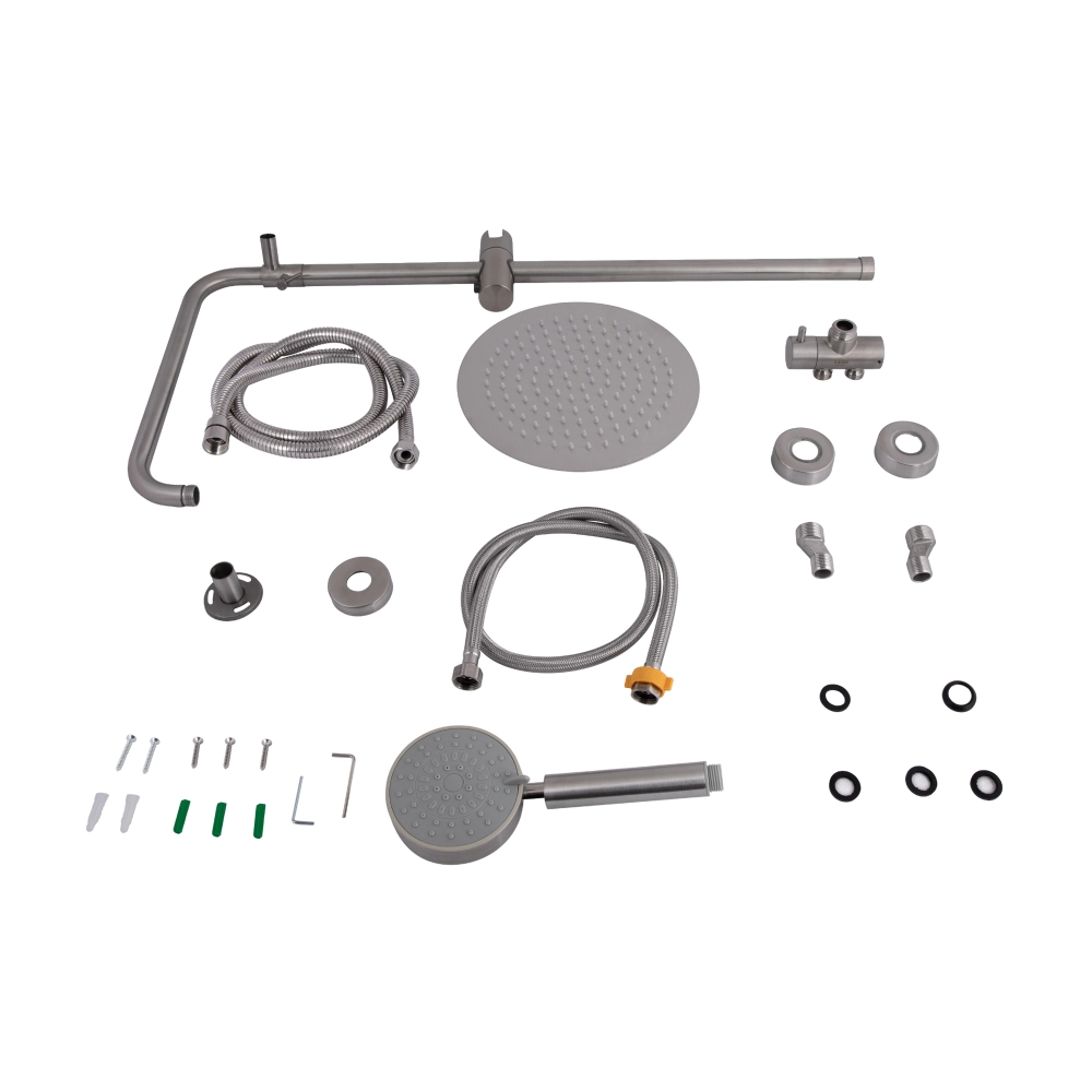 Стойка душевая Lidz Aria 1120 универсальная с тропическим душем круглая Nickel (LDARI1120NKS46112)