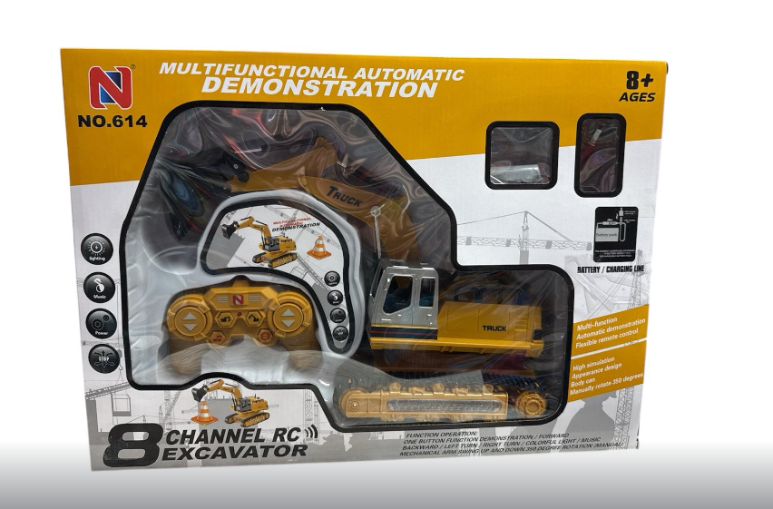 Экскаватор игрушечный на радиоуправлении 614 свет/звук