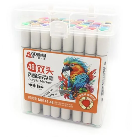 Набор акриловых скетчмаркеров Aodemei двухсторонних 48 цветов Набор акриловых скетчмаркеров Aodemei двухсторонних 48 цветов
