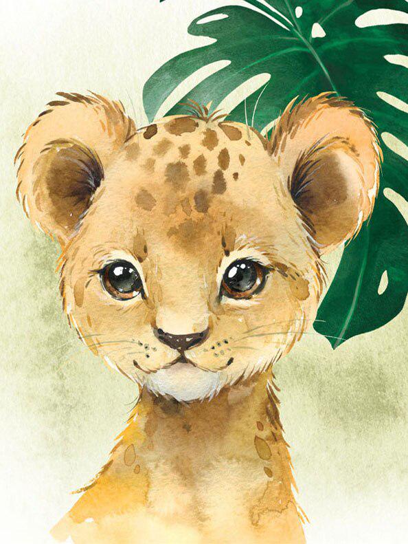 Алмазная мозаика Детеныш льва DIY-3597 полная выкладка 20x30 см (26110)