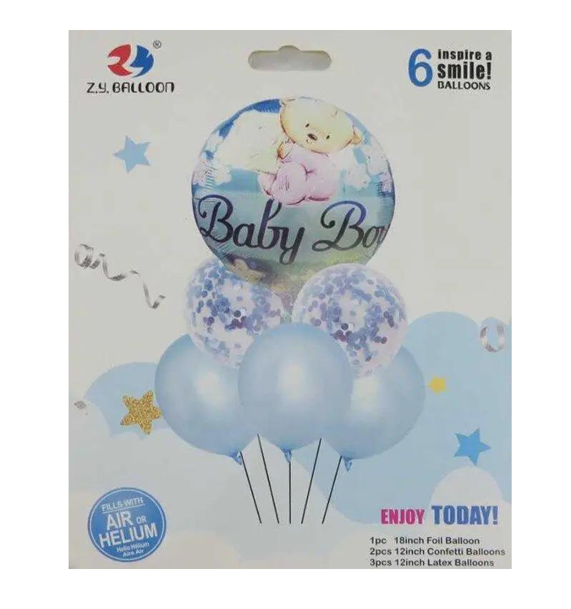 Воздушные шары для гендер пати Baby-boy 6 шт. Голубой (1212-11-B) Воздушные шары для гендер пати Baby-boy 6 шт. Голубой (1212-11-B)