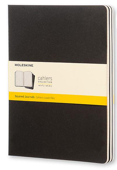 Набір блокнотів Moleskine Cahier великих 3 шт. Чорний (QP322)