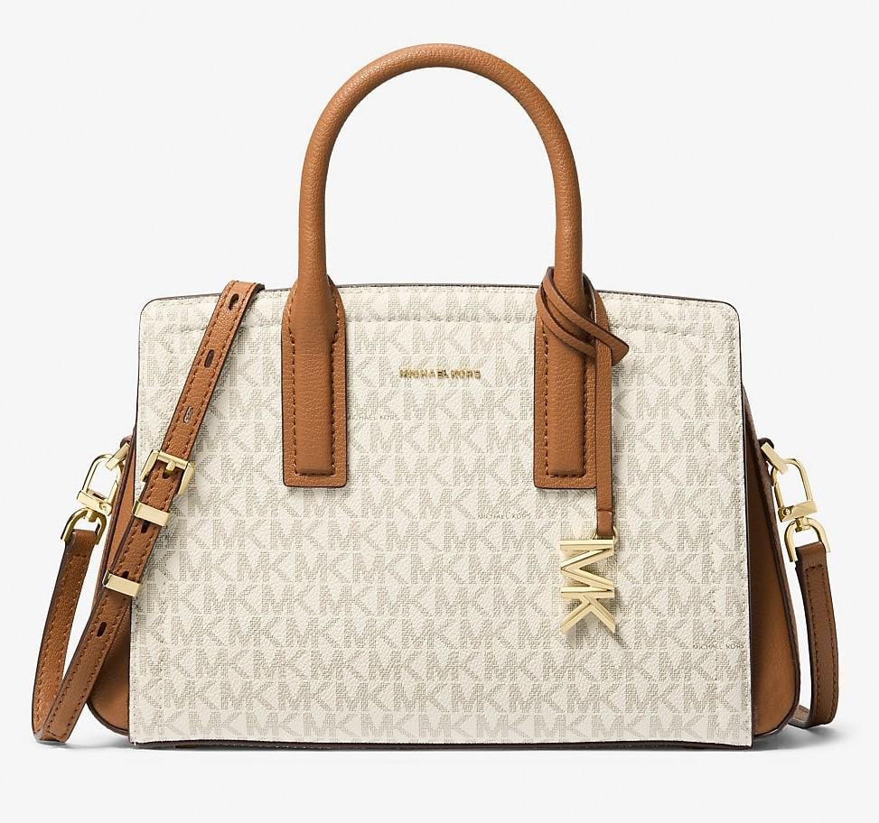 Женская сумка Michael Kors Laila Small Signature Logo Satchel Vanilla/Acorn