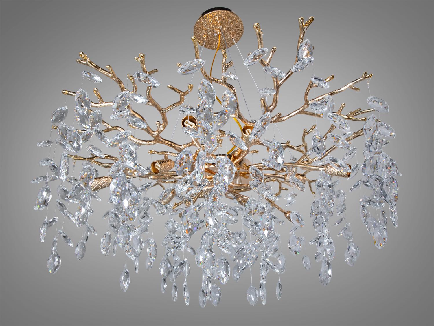 Люстра подвесная Глициния хрусталь 10 ламп Золотой (608-760G)