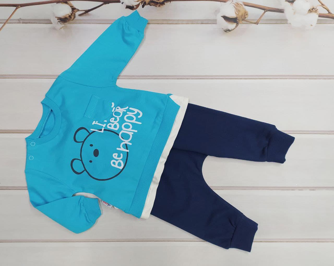 Костюм дитячий BABY GO з ведмедиком для хлопчика 68 см Синій (000049/68)