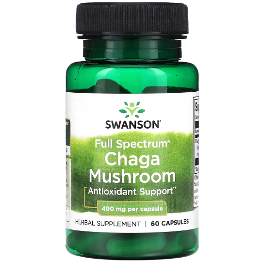Комплекс Чага полного спектра Swanson Chaga Mushroom Full Spectrum 400 мг 60 капсул