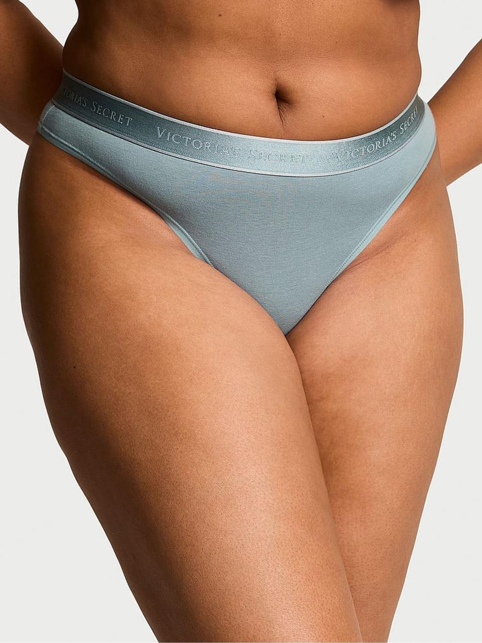 Трусики женские Victoria's Secret Thong Logo Cotton Jupiter XS Зеленый (329425442876)