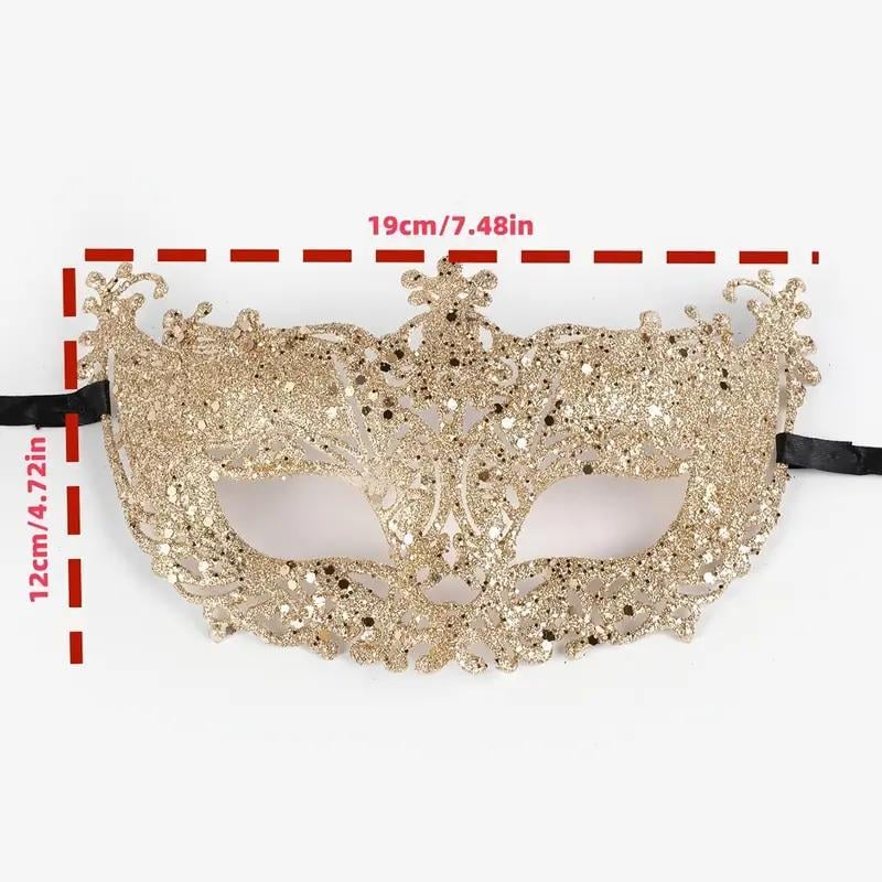 Женская венецианская карнавальная маска для глаз на завязках Золотистый (2789190693) - фото 10