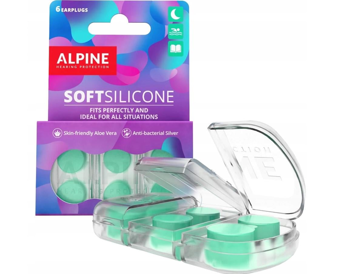 Беруші для сну та плавання Alpine SoftSilicone силіконові багаторазові 6 шт. Прозорий (33973789)
