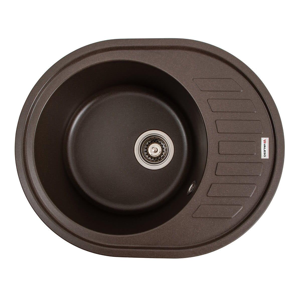 Мойка гранитная Valeso Soul 620х500 врезная овальная Темная скала матовый (PLTM-SP000047177)
