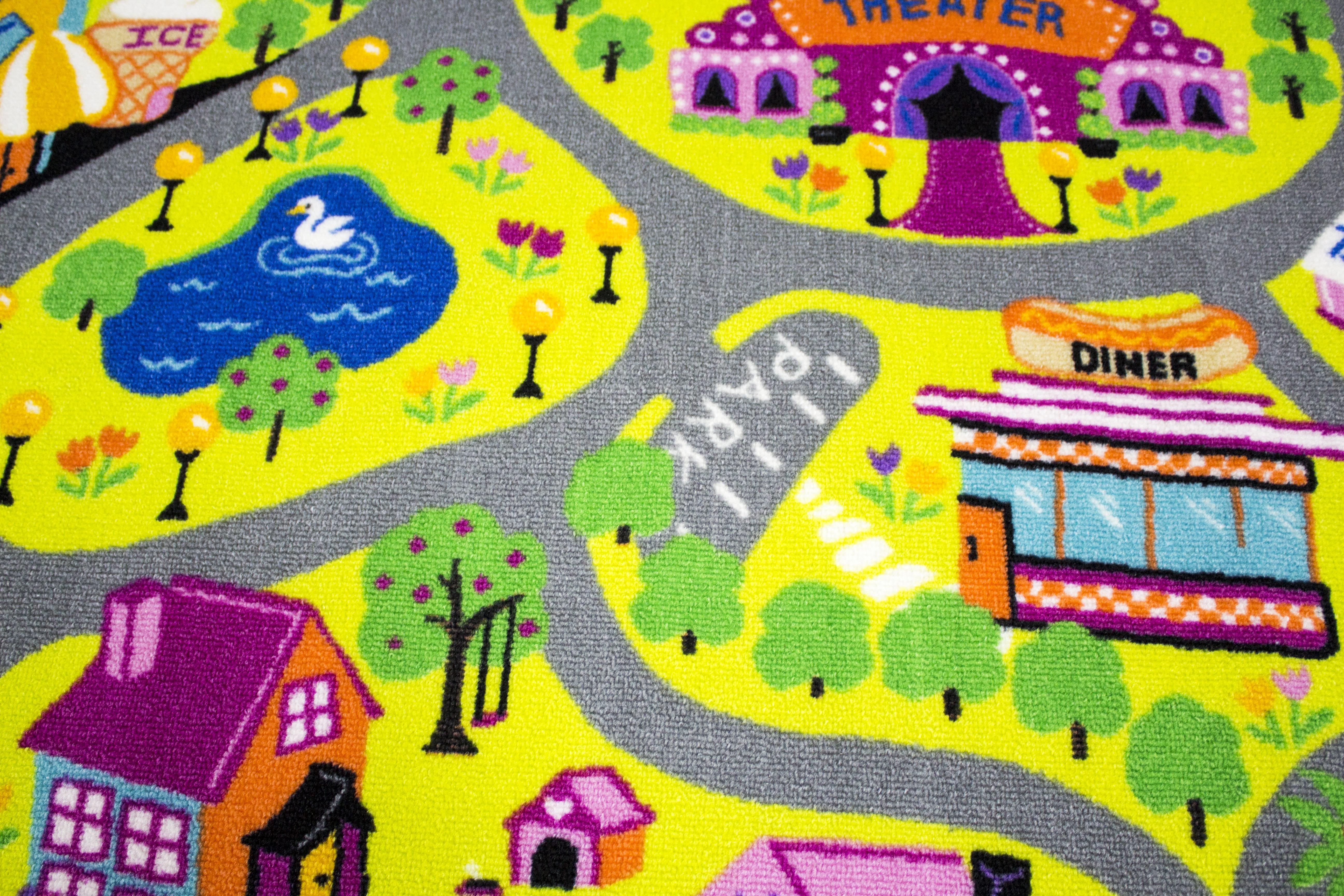 Коврик детский для девочек Город 100x150 см Розовый (24904913) - фото 7