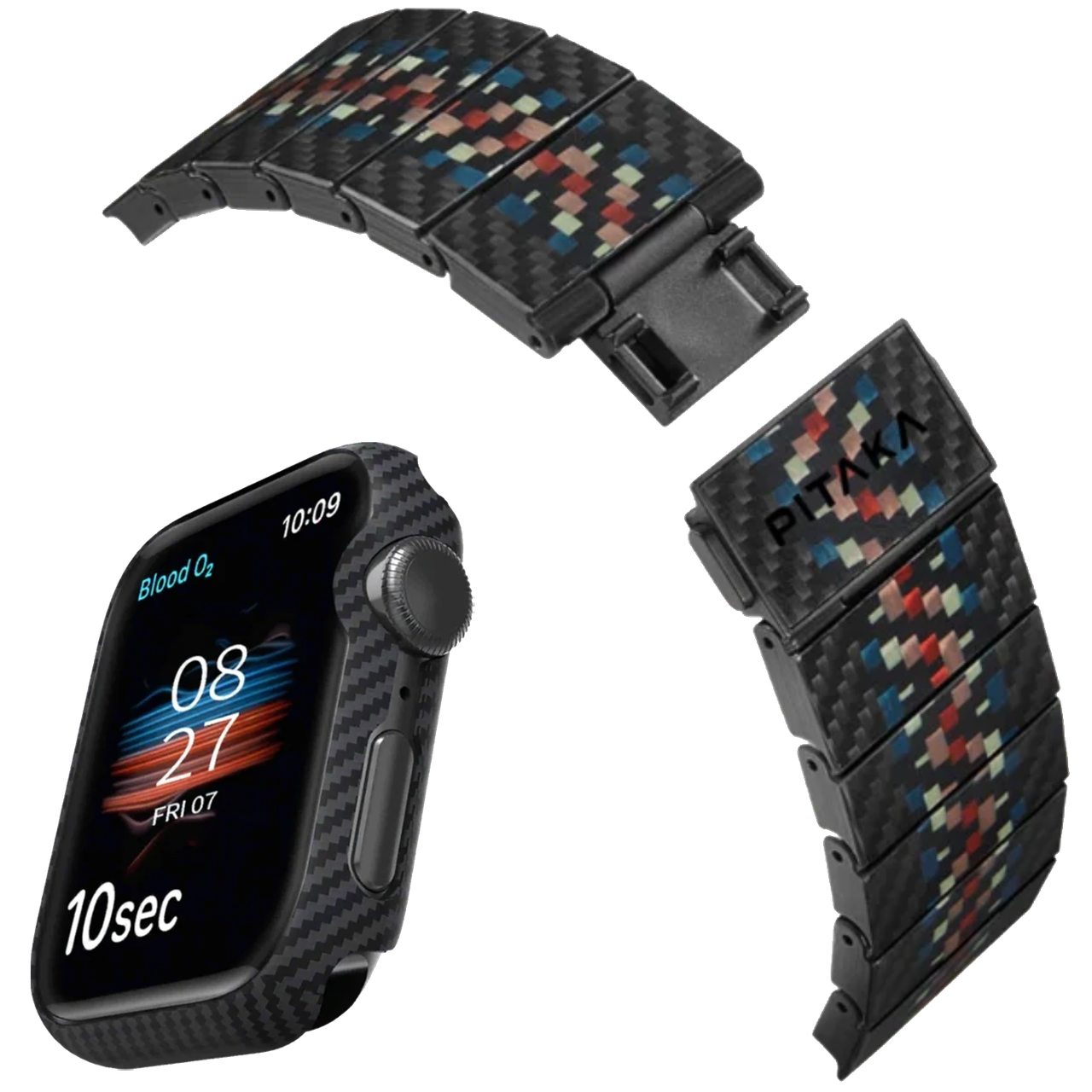 Ремінець та чохол Pitaka Carbon Fiber Watch Band 7 Rhapsody and Air Case 45 мм (AWB2301/KW2002A)