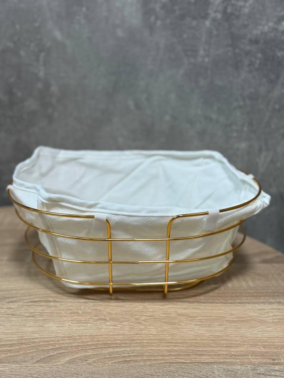 Хлебница-корзина Lenardi Y27 металлическая 27 см Белая с золотистой