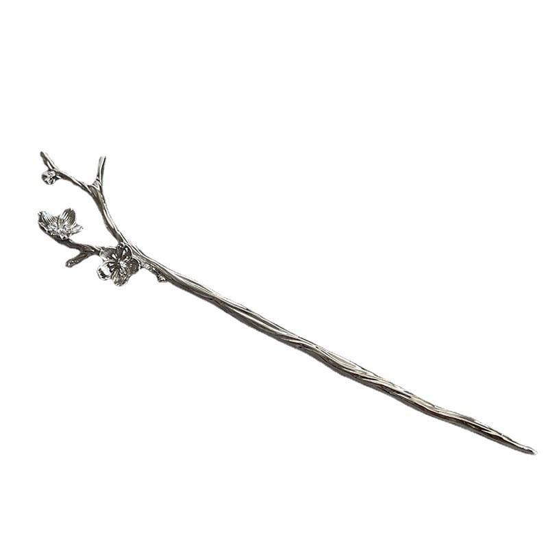 Шпилька для волосся Срібна Гілочка з квітами 17 см (R8114)