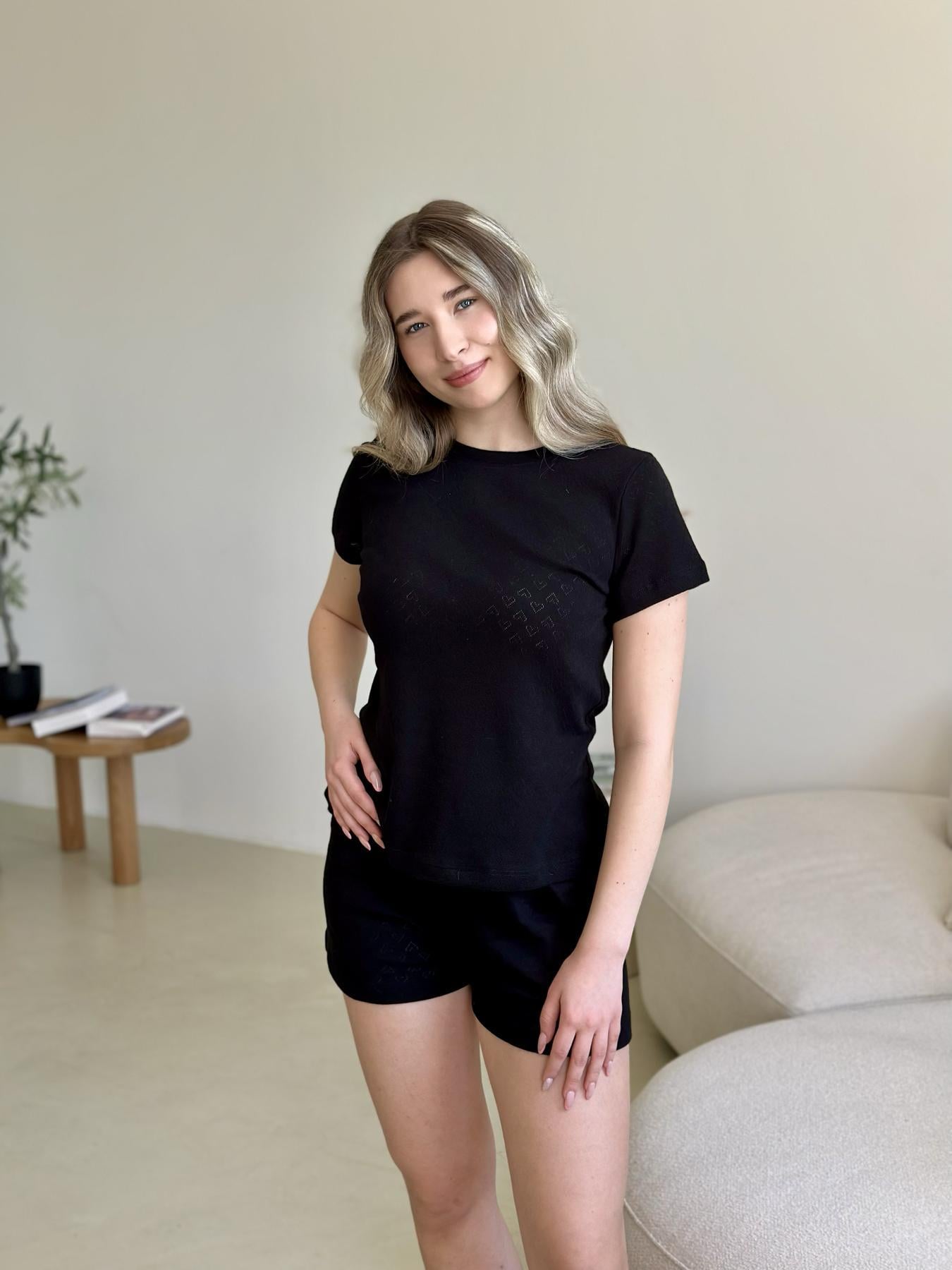 Пижама женская Rose Amour футболка/шорты L-XL Черный (SetBH1213)
