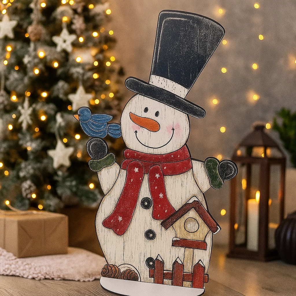 Статуэтка для фотозоны снеговик с птичкой 80см (5279-2)