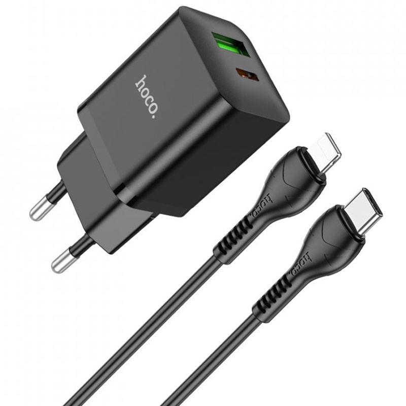 Зарядное устройство сетевое Hoco N28 Founder PD20W+QC3.0/Type-C to Lightning Черный (00000062831_1)