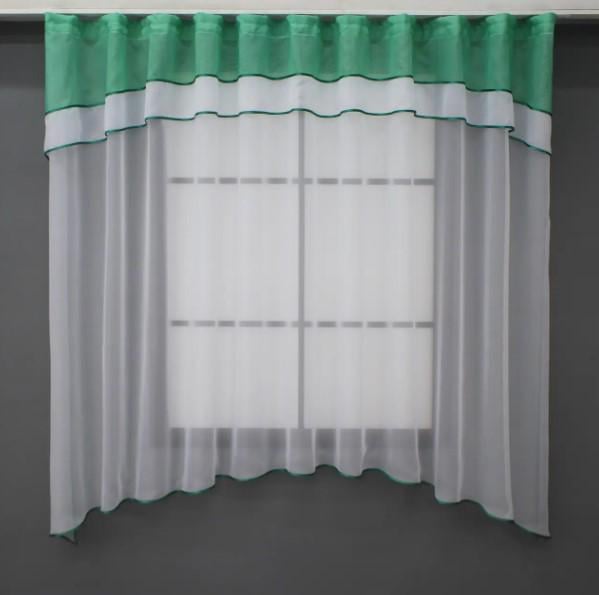 Гардина кухонна з аркою 270х170 см Білий/Бірюзовий (036к)