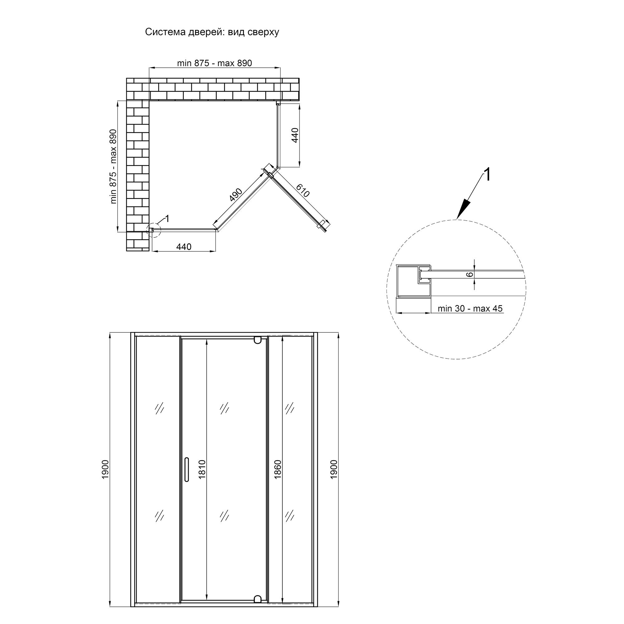 Душова кабіна Q-tap ​​Leo CRM10995-AC6 90х90 см скло Clear 6 мм без піддону (7190844) - фото 2