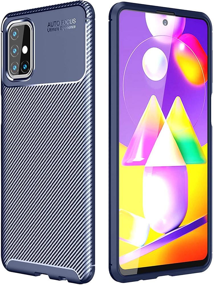 Чехол накладка Auto Focus Carbon для Samsung Galaxy M51 M515 Blue (20065-28)