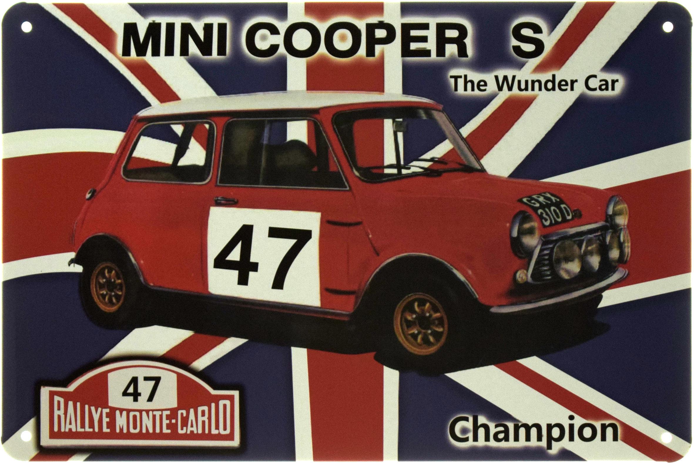 Табличка металлическая Mini Cooper S Union Jack 20x30 см
