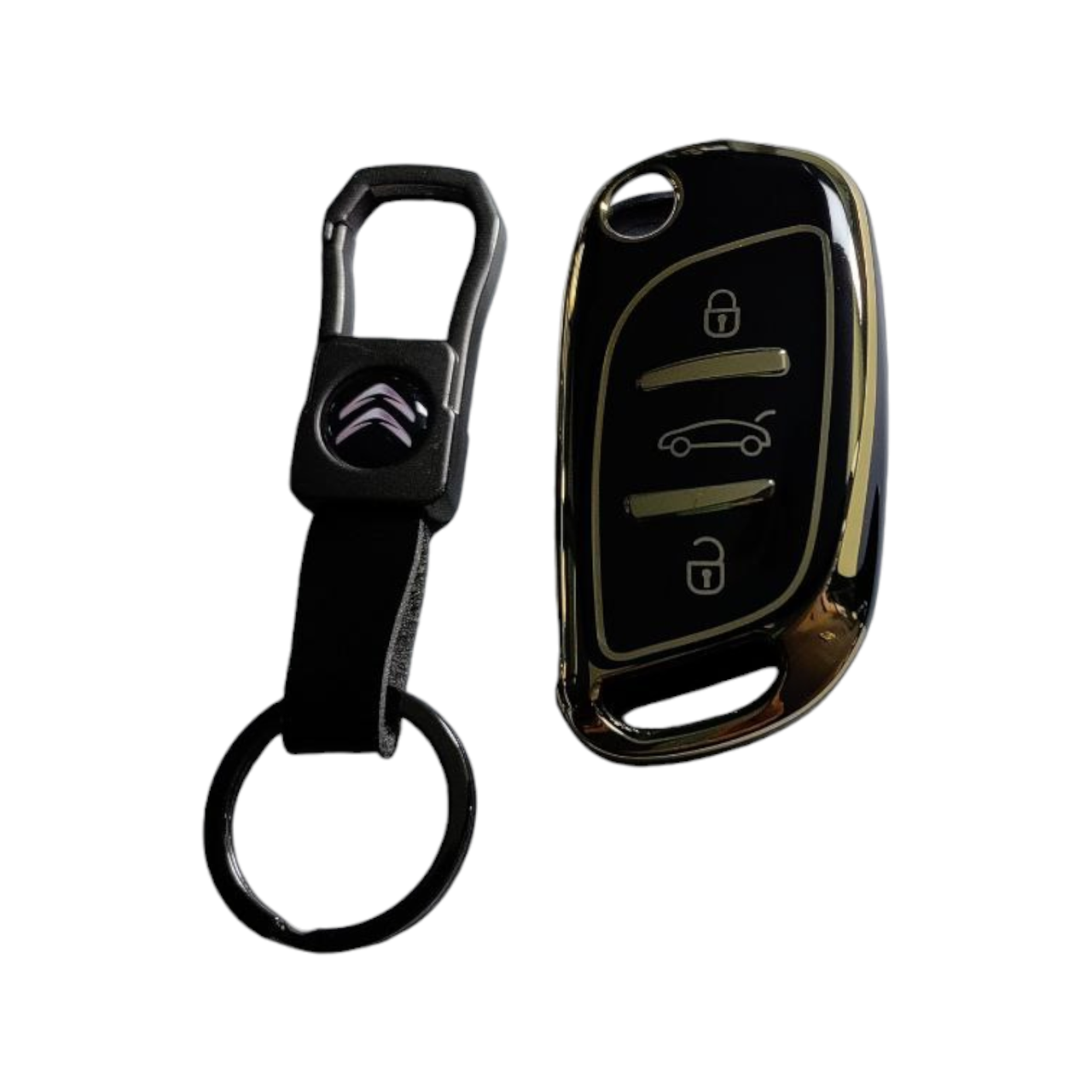 Чехол для ключа Citroen с брелоком с золотым ободком (2365381977)