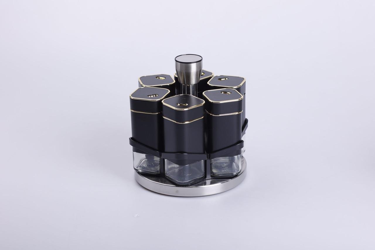 Набор для специй на подставке карусель 6 шт. по 120 мл Черный