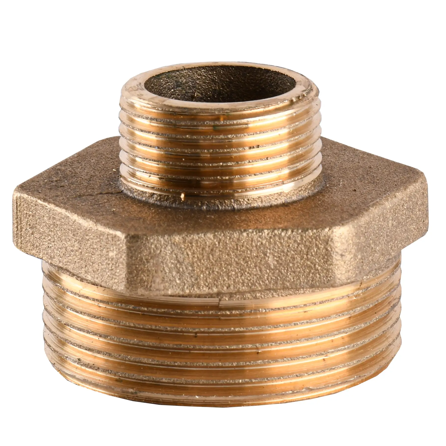 Ниппель редукционный латунный 1 1/2″ ЗРх3/4″ ЗР штампованный (А0510А)
