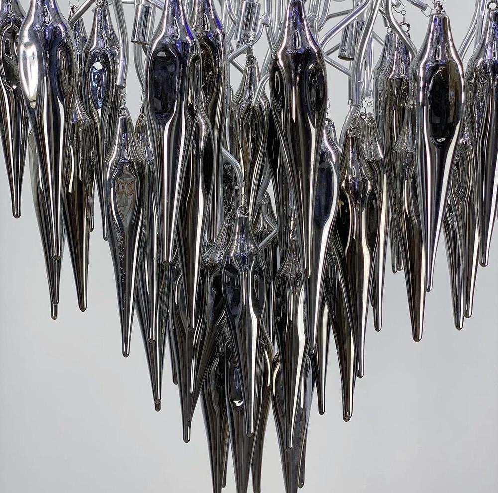 Люстра з підвісними об’ємними скляними елементами 80 см (Y 03 CH/GR) - фото 3 Люстра з підвісними об’ємними скляними елементами 80 см (Y 03 CH/GR) - фото 3