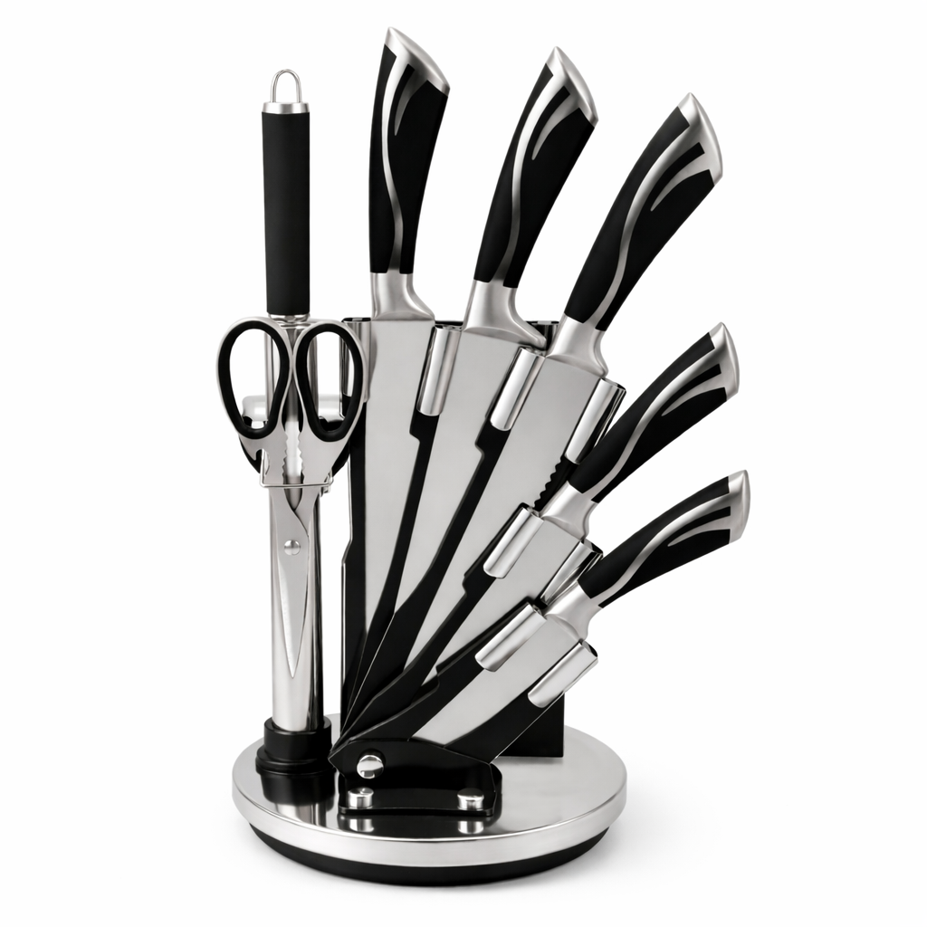 Набор кухонных ножей с подставкой 9 предметов (1768494470091)