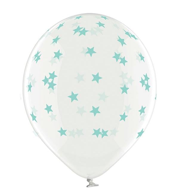 Повітряні кульки Stars м'ятні зірки натуральний латекс 6 шт. Ø 30 см