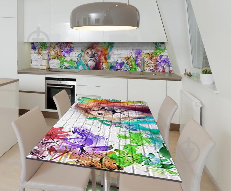 Наклейка 3Д виниловая на стол Zatarga «Царь зверей» 600х1200 мм для домов, квартир, столов, кофейн, кафе Наклейка 3Д виниловая на стол Zatarga «Царь зверей» 600х1200 мм для домов, квартир, столов, кофейн, кафе