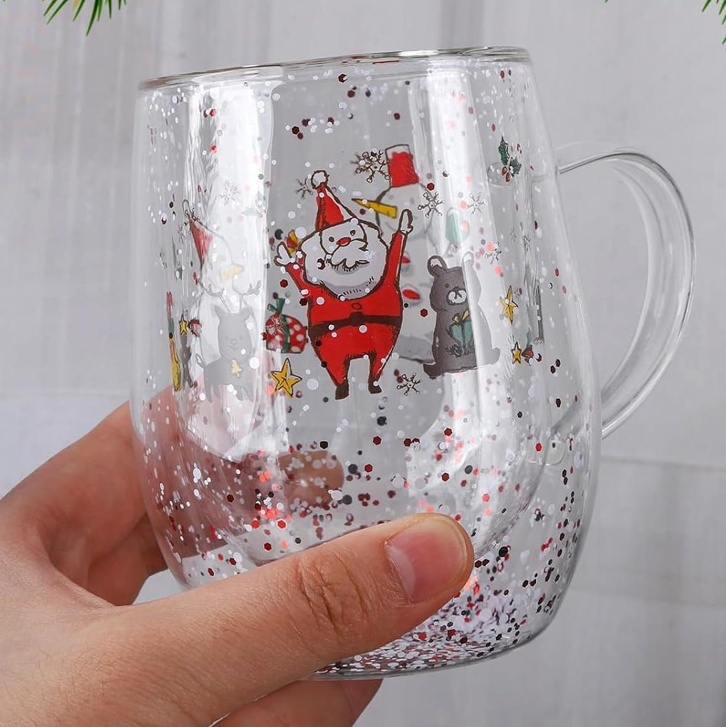 Чашка новогодняя с двойным дном Christmas tree Санта и друзья термостойкое стекло 350 мл (03-санта-R32792) - фото 8 Чашка новогодняя с двойным дном Christmas tree Санта и друзья термостойкое стекло 350 мл (03-санта-R32792) - фото 8