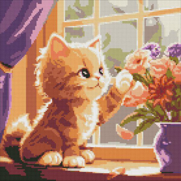 Алмазная мозаика Идейка Веселый котенок 40х40 см (Id-AMO7811)